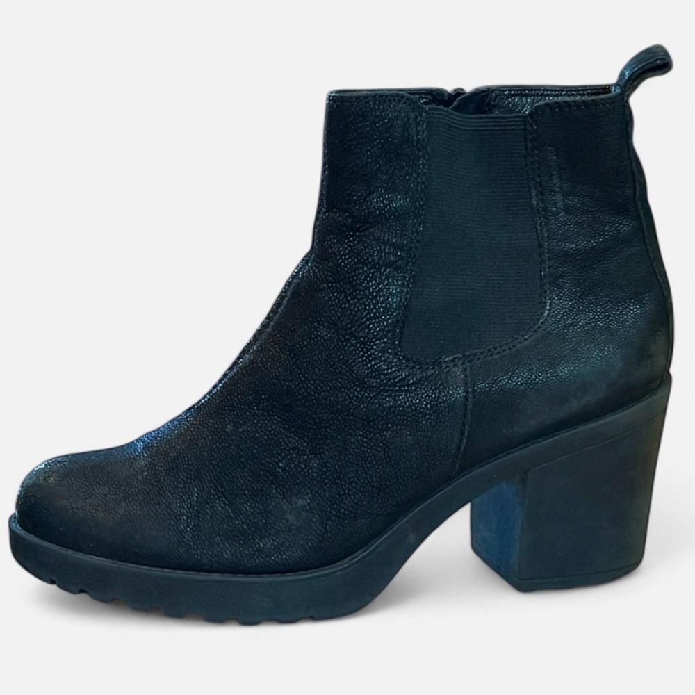 Vagabond Black Leather‎ Platform Chelsea Boots Chunky Heel Textured Size 8